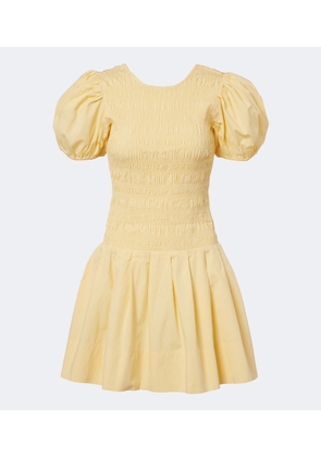 Ganni Shirred cotton-blend minidress
