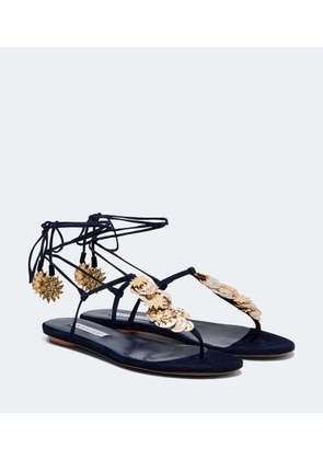 Aquazzura Night Stars embellished suede thong sandals