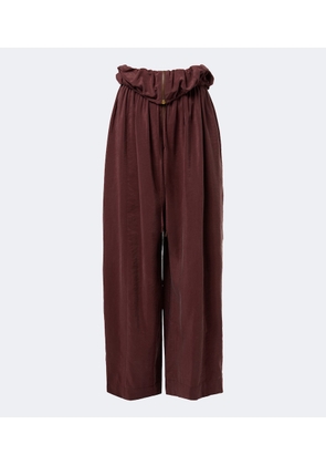 Chloe Silk-blend poplin wide-leg pants