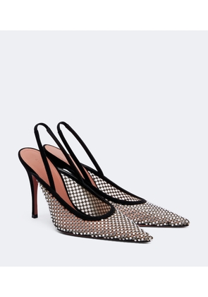 Amina Muaddi Felicia embellished mesh slingback pumps