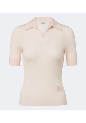 Burberry EKD ribbed-knit cashmere polo shirt