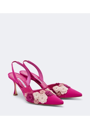 Manolo Blahnik Svemuta floral-applique slingback pumps