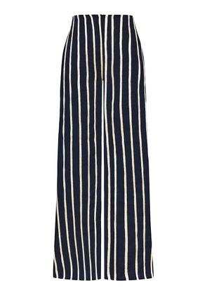 Andres Otalora A Ti Vamos Embroidered Linen-Blend Straight-Leg Pants - Moda Operandi