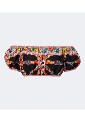 Dolce&Gabbana Printed off-shoulder cotton crop top