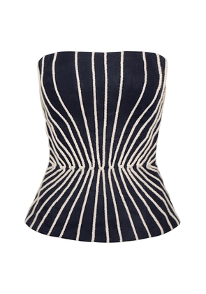 Andres Otalora Silencio del Sol Embroidered Linen Top - Moda Operandi