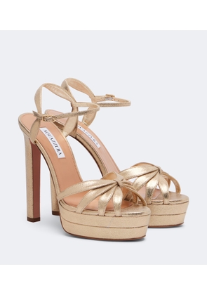 Aquazzura Soulmate metallic leather platform sandals