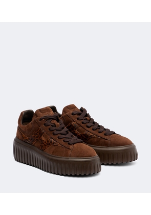 Hogan H645 fur-trimmed leather platform sneakers