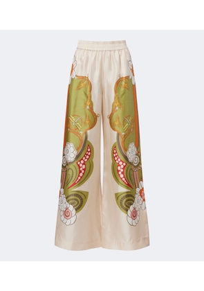La DoubleJ Floral silk twill palazzo pants