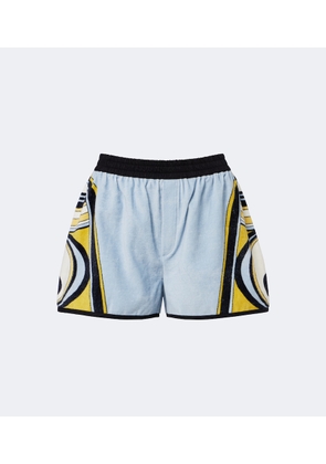 La DoubleJ Pull-up printed cotton terry shorts
