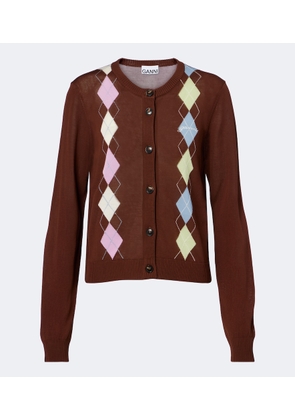 Ganni Argyle cotton cardigan