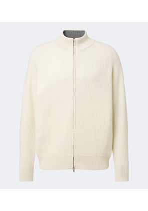 Lardini Ribbed-knit wool and cashmere zip-up cardigan