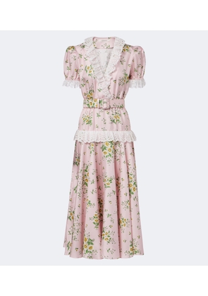 Rodarte Belted floral silk twill midi dress
