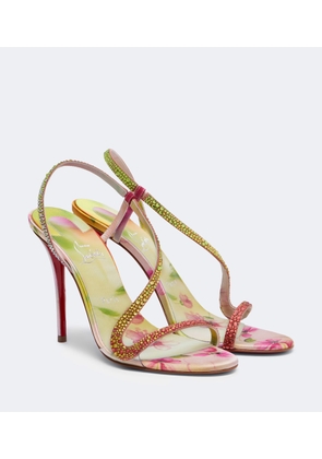 Christian Louboutin Rosalie embellished satin slingback sandals
