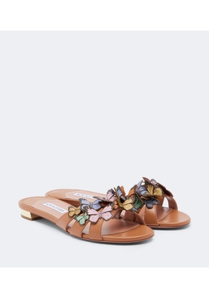 Aquazzura Papillon applique leather slides