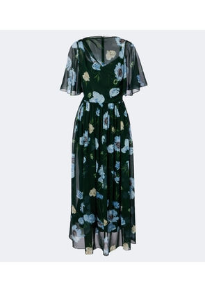 Erdem Floral draped silk voile midi dress