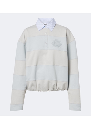 Acne Studios Striped cotton fleece polo sweatshirt