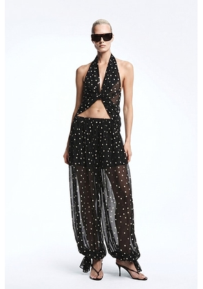 REVOLVE LOS ANGELES Adela Georgette Silk Top in Black & White Dot - Multi. Size M (also in S, XS, L, XL).