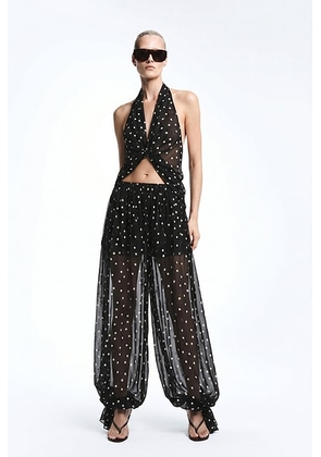 REVOLVE LOS ANGELES Benoit Silk Pant in Black & White Dot - Black. Size XL (also in S, XXS, XS, M, L).