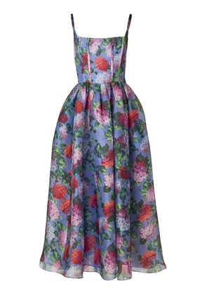 Carolina Herrera Hydrangea-Printed Crepe Midi Dress - Moda Operandi