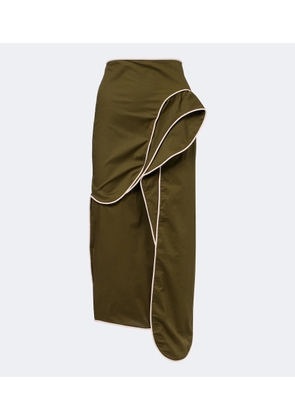 Adriana Degreas Ruffled cotton-blend midi skirt