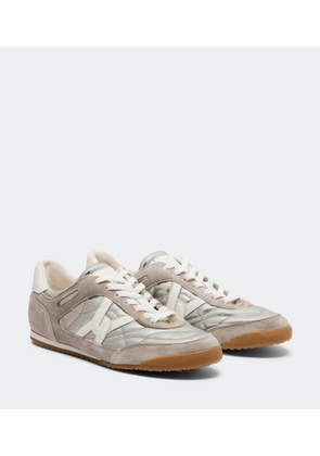 Veronica Beard Quilted suede-trimmed leather sneakers