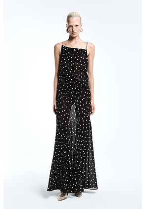 REVOLVE LOS ANGELES Siagre Silk Backless Gown in Black & Ivory Dot - Black. Size L (also in M, S, XS).