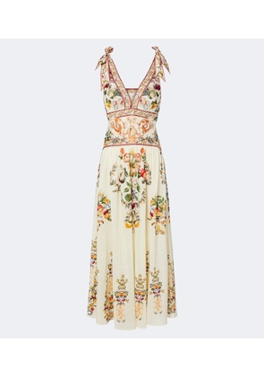 Camilla Embellished printed linen and silk maxi dress
