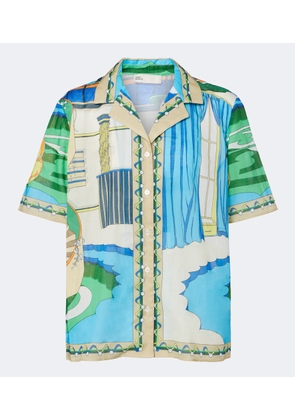 Tory Burch Printed cotton poplin bowling shirt