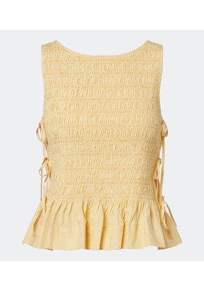Ganni Shirred cotton top