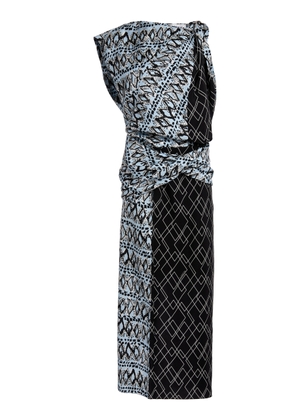 Lanvin Printed Draped Silk Midi Dress - Moda Operandi