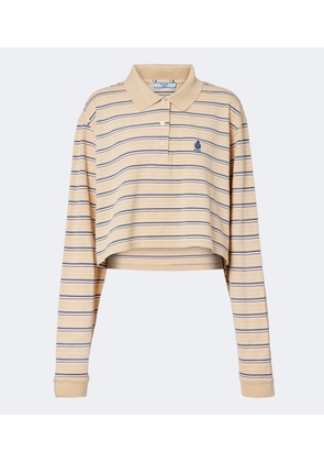 Prada Logo striped cotton pique polo shirt