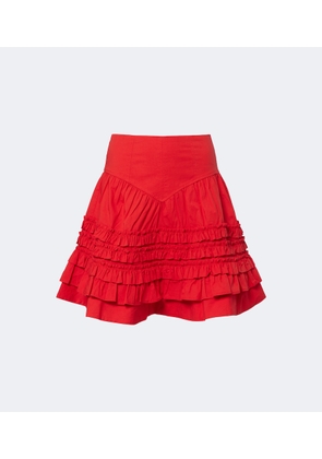 Ganni Ruffled cotton-blend miniskirt