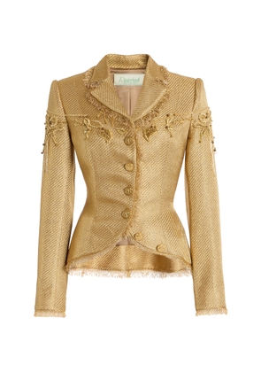 Wiederhoeft Nipped Salon Jacket In Gold Basketweave Lamé - Moda Operandi
