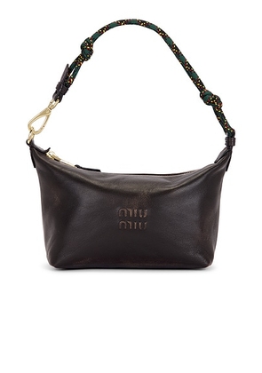 Miu Miu Nappa Old Nastro Tartan Top Handle Bag in Caffe & Verde - Brown. Size all.