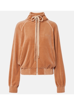 Chloe Cotton-blend velour zip-up sweatshirt
