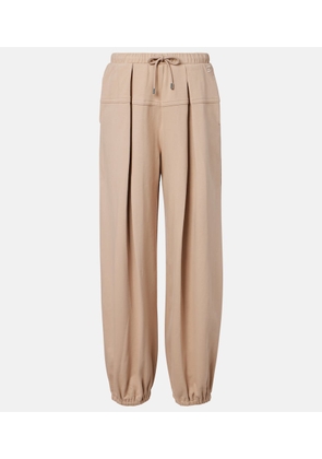 Sportmax Pleated cotton-blend jersey sweatpants