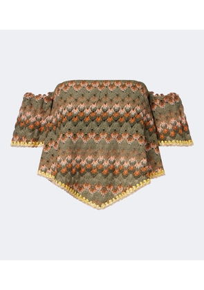 La DoubleJ Sand Dollar embroidered cotton-blend top