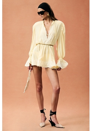 Rowen Rose for FWRD Long Sleeve Mini Dress in Yellow - Yellow. Size 36 (also in 40).