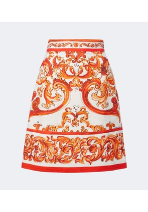 Dolce&Gabbana Printed cotton and linen-blend miniskirt
