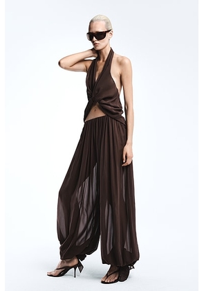 REVOLVE LOS ANGELES Benoit Silk Pant in Brown - Brown. Size S (also in L, M, XL, XS, XXS).