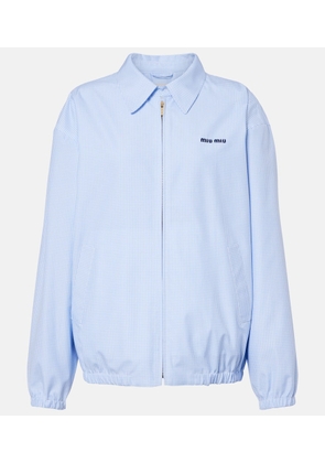 Miu Miu Logo gingham cotton blouson jacket