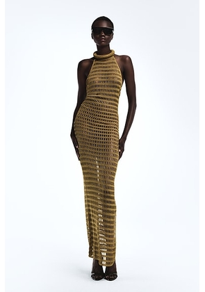 REVOLVE LOS ANGELES Bruni Crochet Gown in Bronze - Metallic Bronze. Size L (also in M, S, XS).