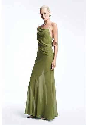 REVOLVE LOS ANGELES Siagre Silk Backless Gown in Green - Green. Size S (also in L, M, XL, XS).