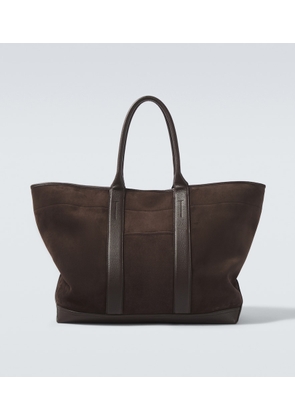 Tom Ford Leather-trimmed suede tote bag