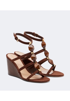 Gianvito Rossi Studded suede wedge sandals