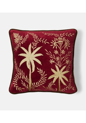 Les-Ottomans Embroidered cotton velvet cushion