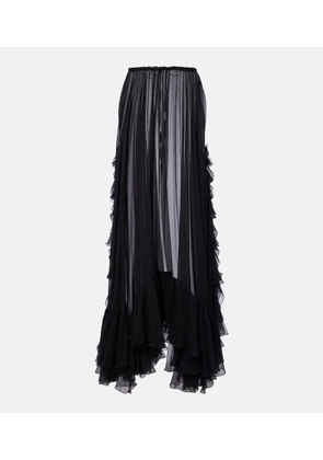 Chloe Ruffled sheer silk maxi skirt
