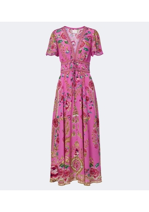 Camilla Embellished floral silk midi dress