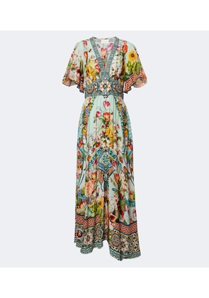 Camilla Embellished floral silk maxi dress