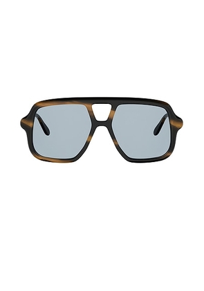 Loewe Slim Sunglasses in Shiny Brown Stripe & Mint - Brown. Size all.